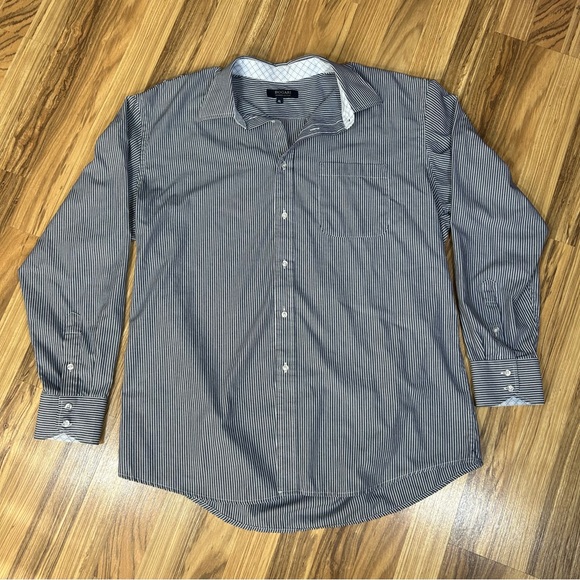 Bogari Men's Button Up Blue And White Striped Plaid Cuffs Size Extra Large Italy - Picture 1 of 9